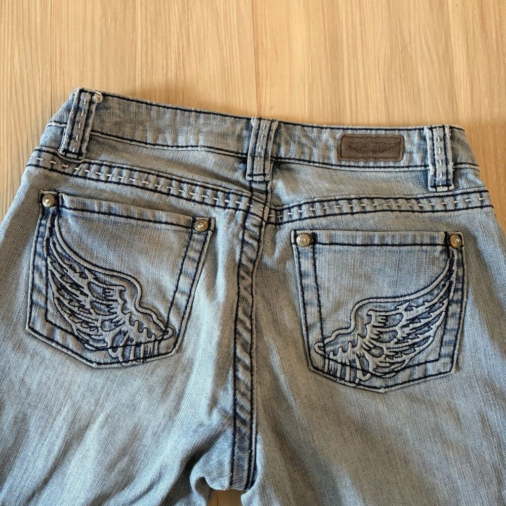 Harley Davidson Women’s Mid Rise Jeans Embroidered Wings Sz 6 Boot Cut Biker